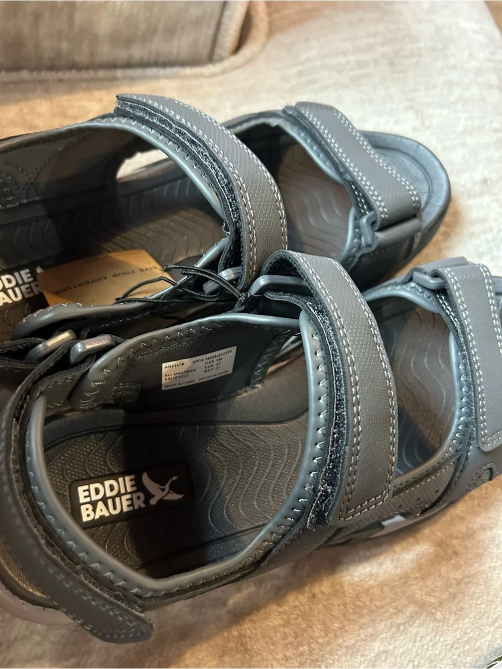 Eddie Bauer Men's Gray Adjustable Strap Sandals